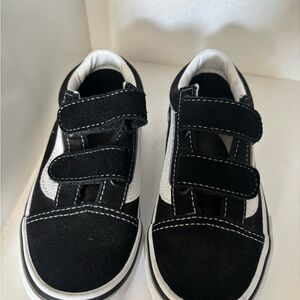 Vans Kids Black and White Velcro Sneakers